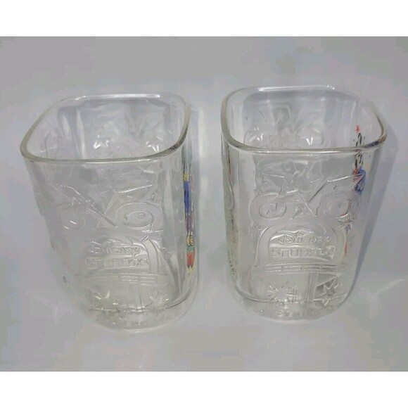 Vtg Set 2 Walt Disney World Drinking Glasses 2000 McDonalds Mickey Mouse Y2K Cup - Picture 3 of 8
